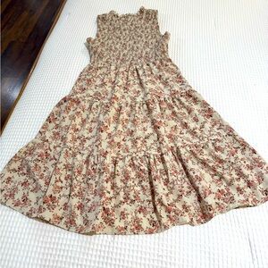 Women Boho Summer Dresses Floral Print Hem Dress High Waist Casual Party -Med